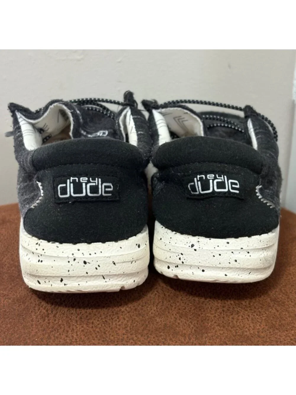 Hey Dude Wally Youth Stretch Black Shoes US Y5-L6 EU 37 Casual Lightweight